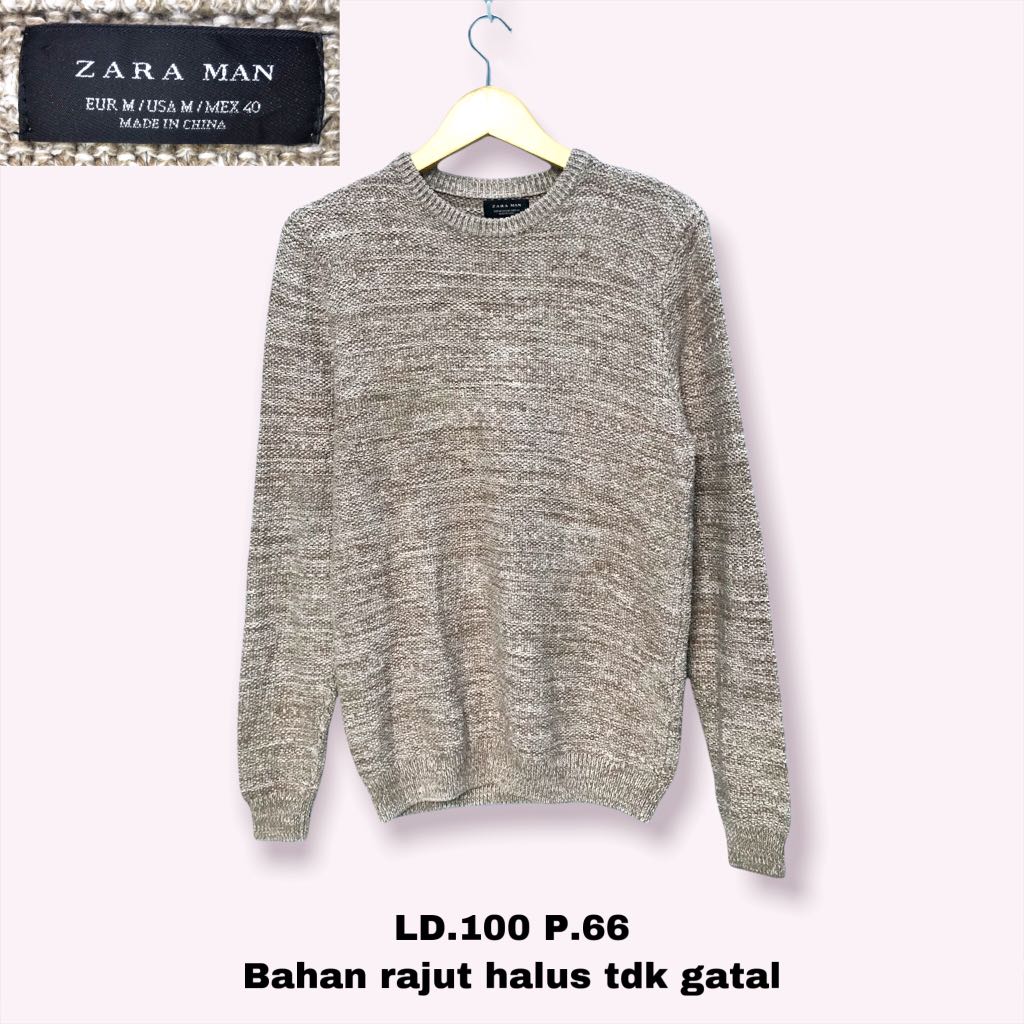 Zara Man Sweater Rajut Nude Maujajan Fesyen Pria Pakaian Atasan