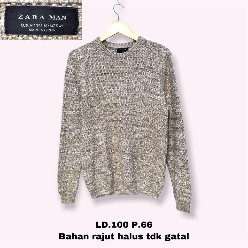 Zara Man Sweater Rajut Nude Maujajan Fesyen Pria Pakaian Atasan