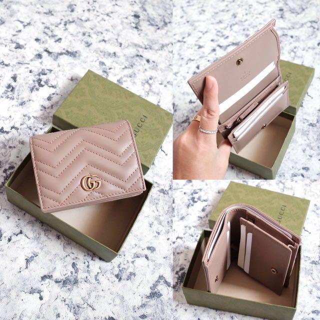 Gucci Gg Marmont Compact Bifold Small Wallet In Nude Barang Mewah Tas