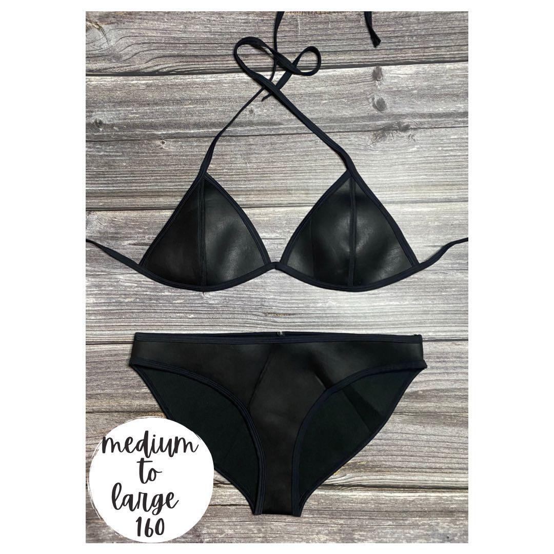 Brakini Black Leather String Bikini Women S Fashion Swimwear Bikinis
