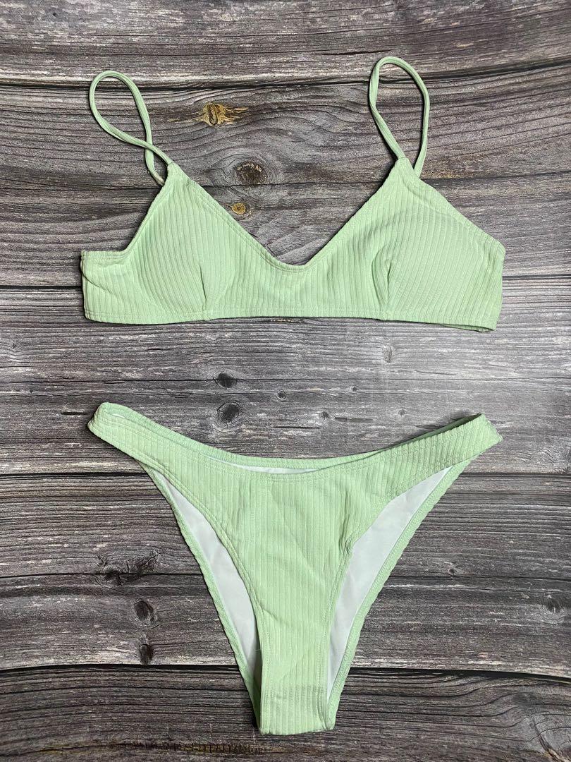 Shein Mint Green Bikini Women S Fashion Swimwear Bikinis Swimsuits On Carousell