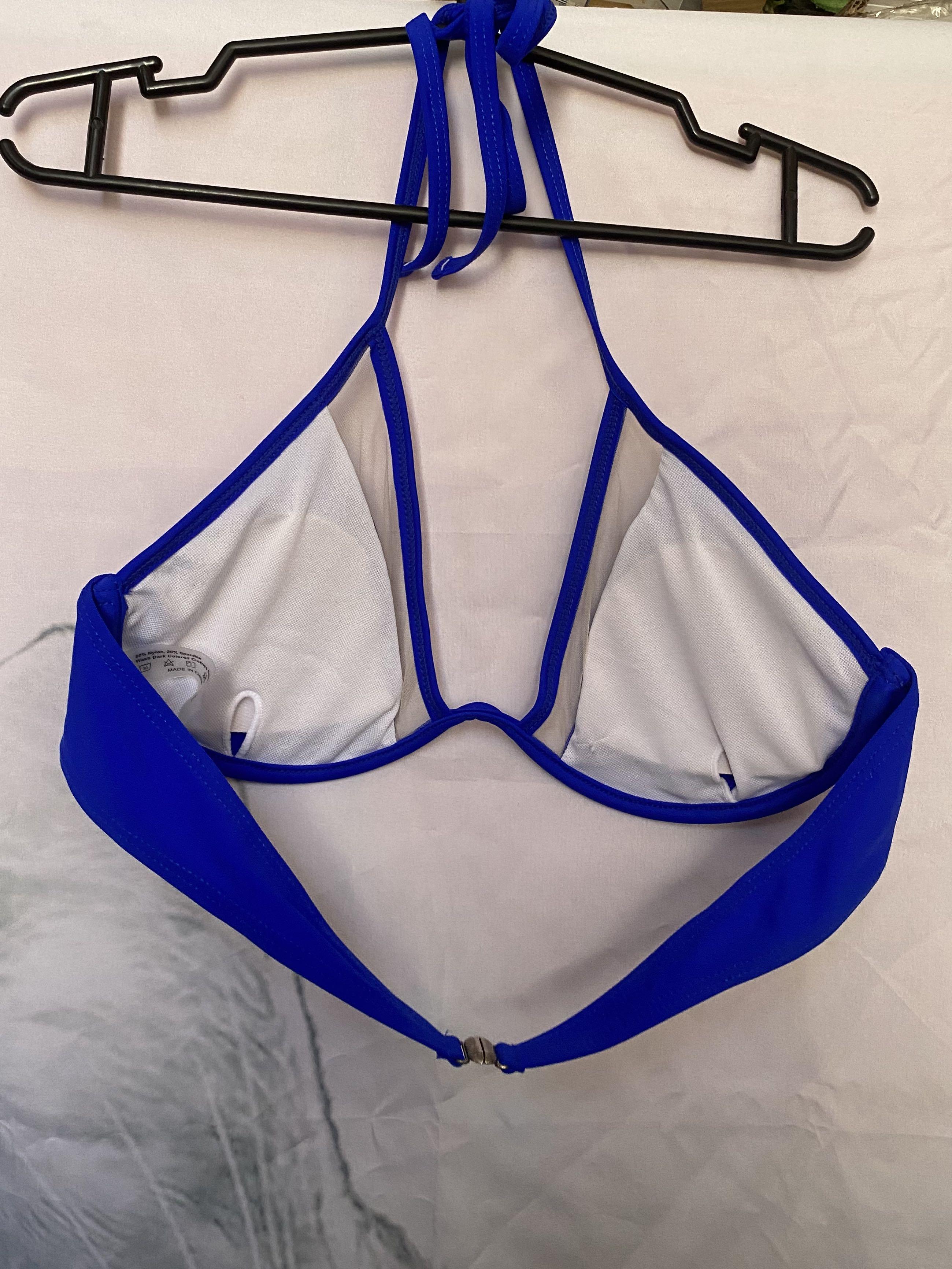 Shein Royal Blue Plain Harness Halter Bikini Top L Women S Fashion