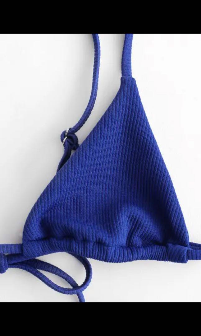 Zaful Ribbed String Bikini Set In Royal Blue Women S Fashion Swimwear