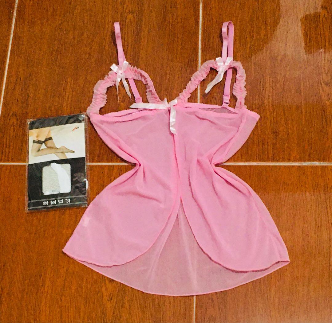 Pink Lingerie Sexy Lace Net Knee Stockings Women S Fashion