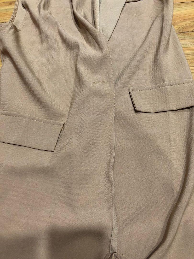 Long Blazer In Nude Choco Fesyen Wanita Pakaian Wanita Baju Luaran