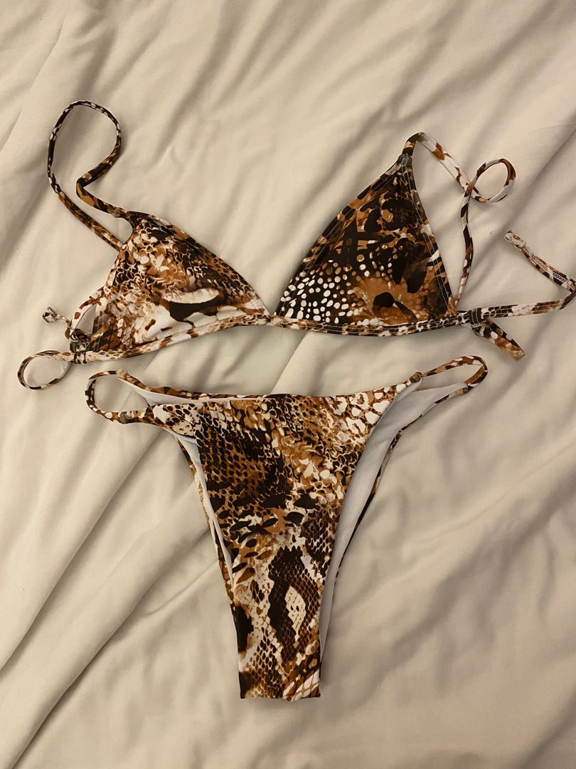 Shein Snake Skin Print Bikini Women S Fashion Swimwear Bikinis