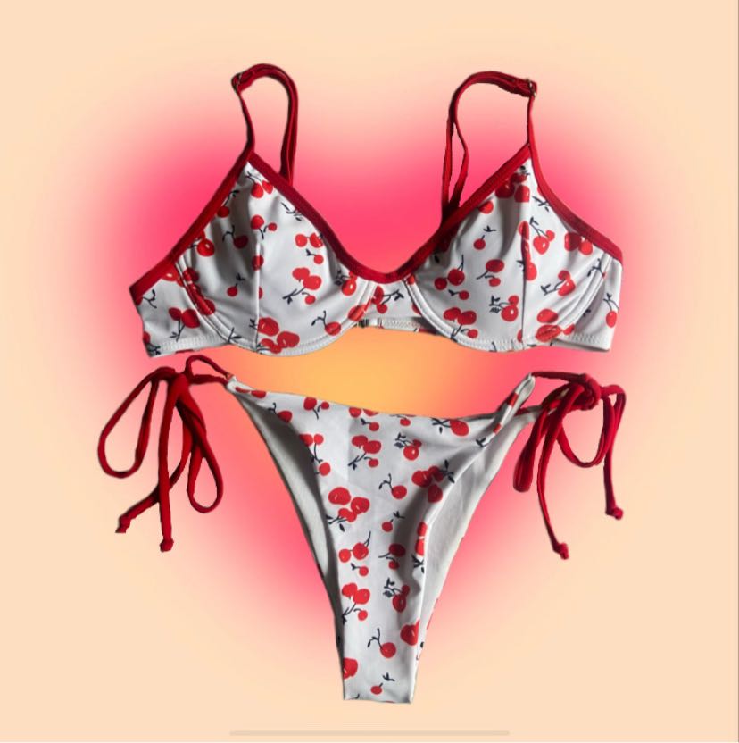 Cherry Tie Bikini Women S Fashion Swimwear Bikinis Swimsuits On Carousell