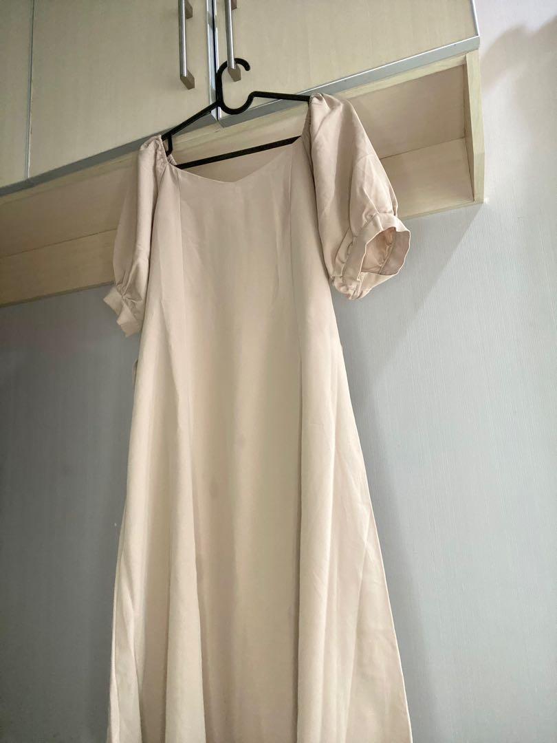 Mididress Coksu Cokelat Susu Mocca Nude Korea Fesyen Wanita Pakaian