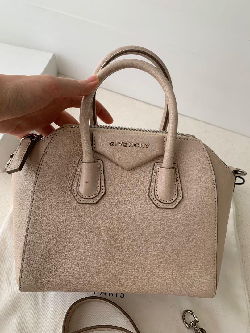 Givenchy Mini Antigona Nude Grained Barang Mewah Tas Dompet Di