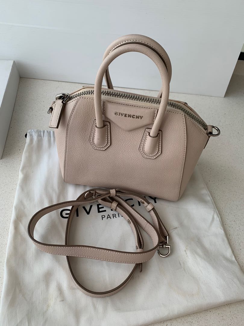 Givenchy Mini Antigona Nude Grained Barang Mewah Tas Dompet Di
