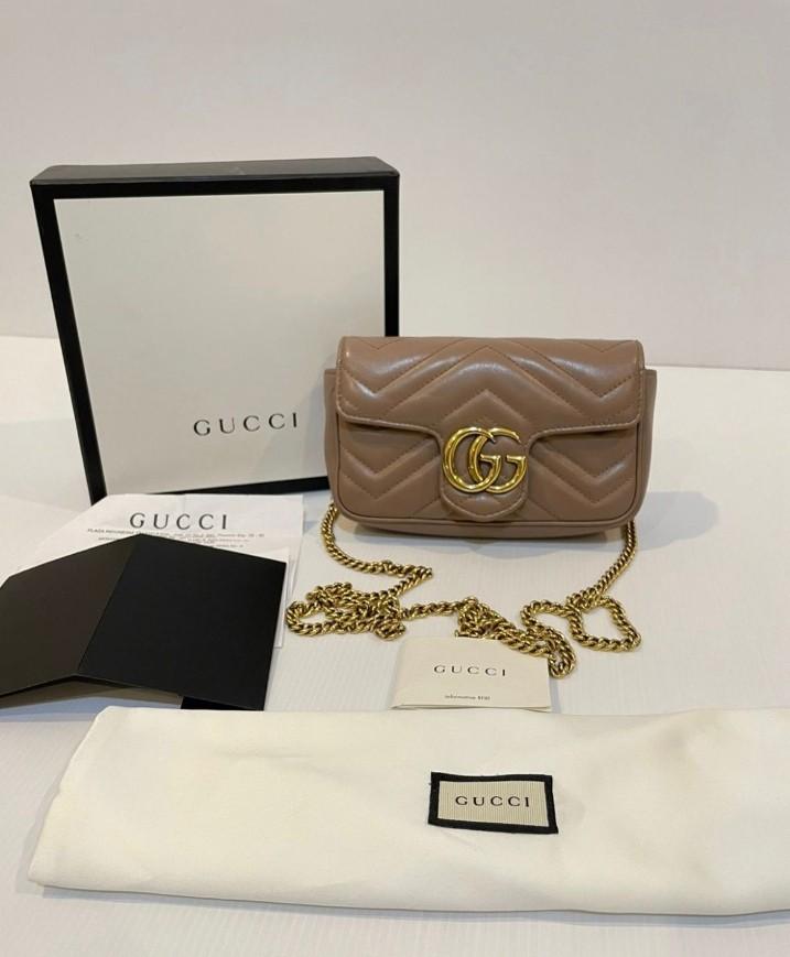 Gucci Super Mini Nude Ghw Barang Mewah Tas Dompet Di Carousell
