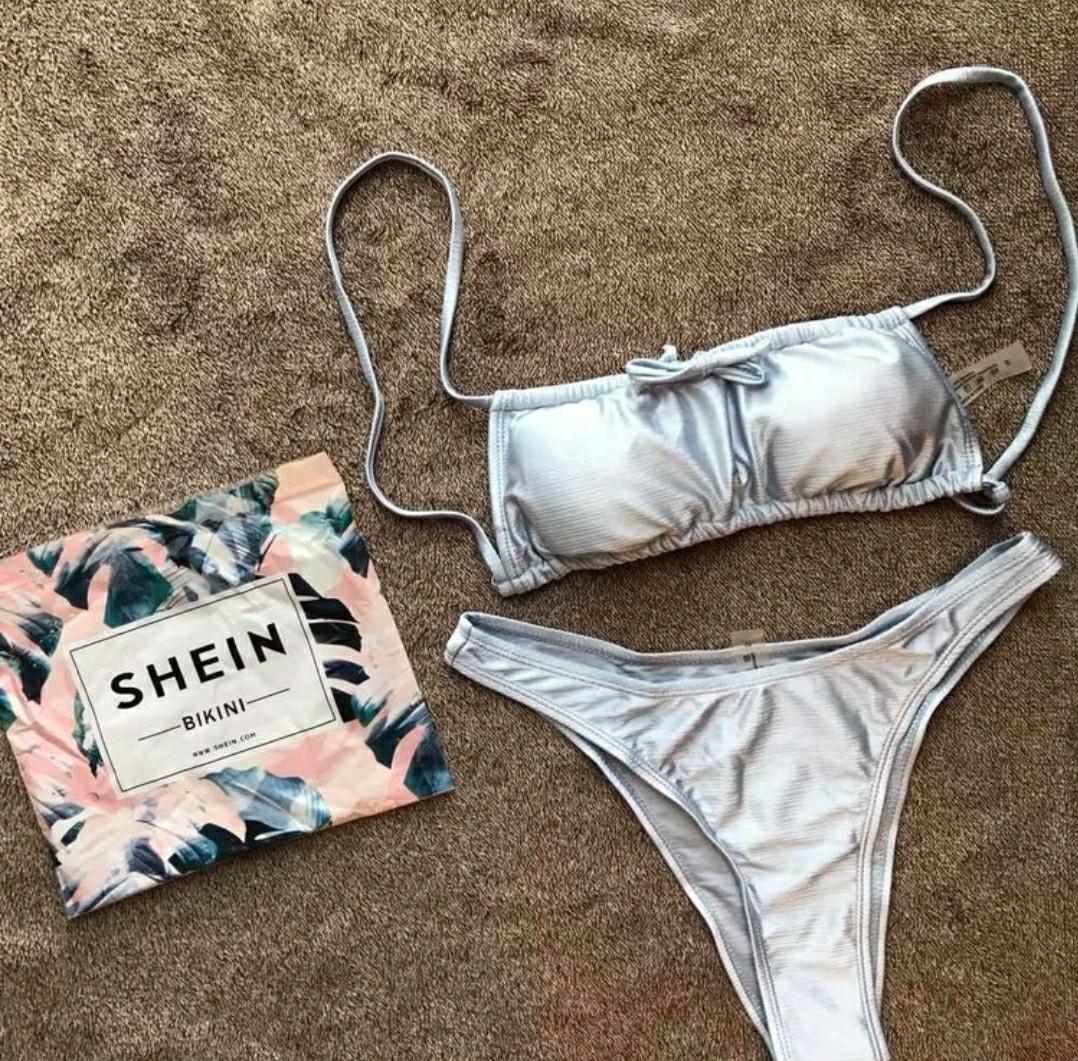 Shein High Cut Satin Bikini Women S Fashion Swimwear Bikinis