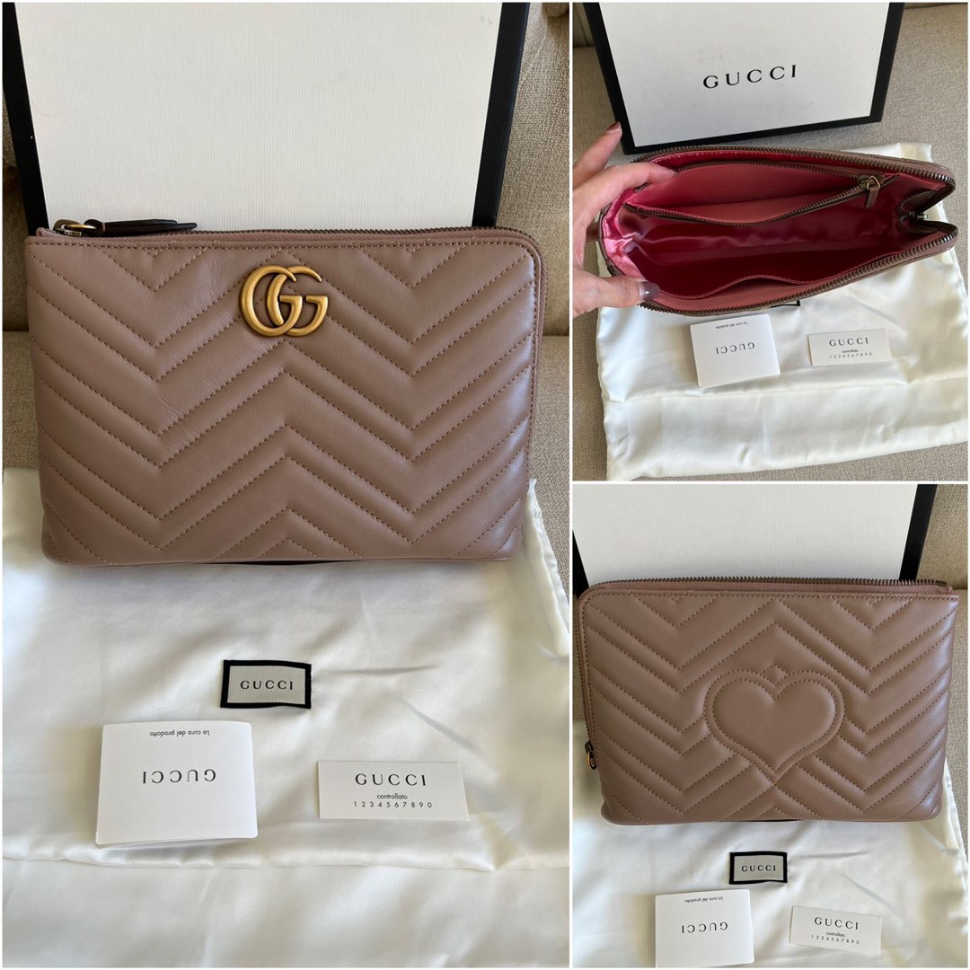 Gucci Marmont Nude Pochette Kelengkapan As Pic Barang Mewah Tas