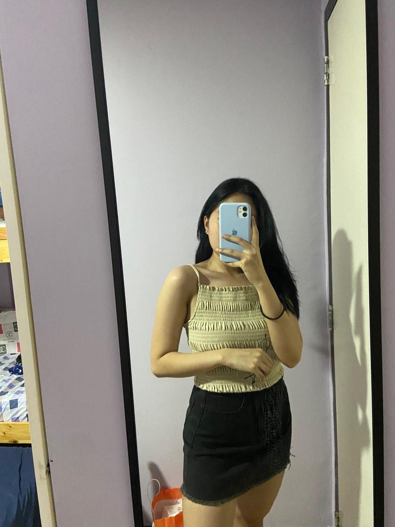 H M Smoked Top Nude Women S Fashion Tops Sleeveless On Carousell