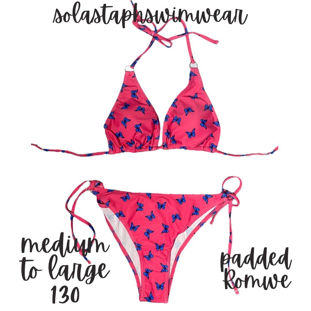 Romwe Pink Butterfly Print Bikini Women S Fashion Swimwear Bikinis