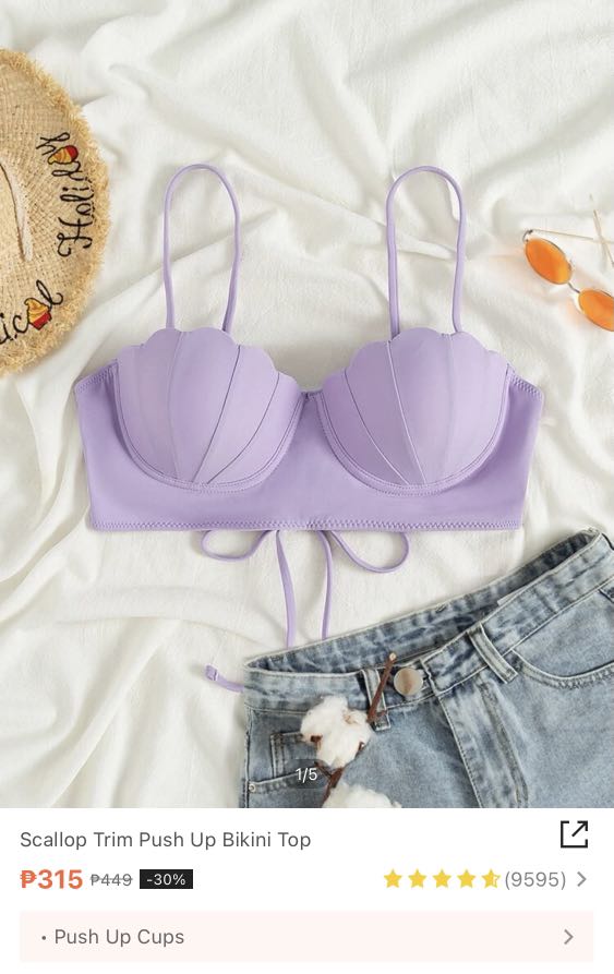 SHEIN Scallop Trim Push Up Bikini Top Women S Fashion Swimwear