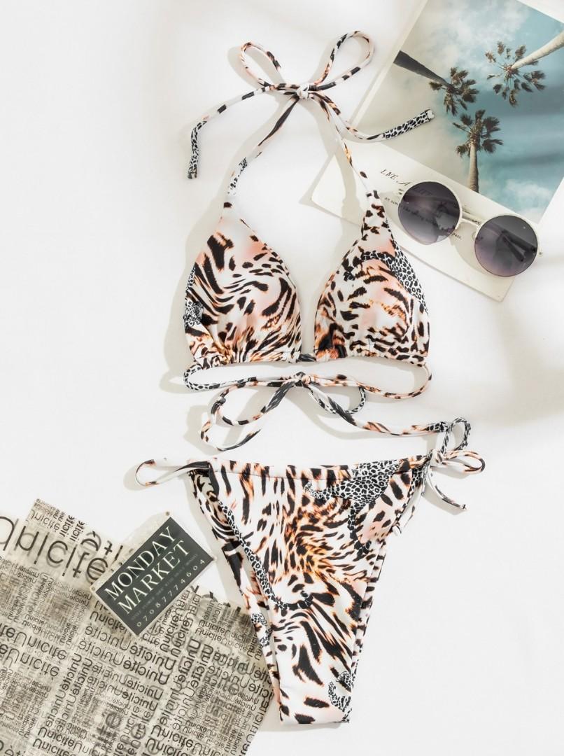 Leopard Print String Bikini Set Women S Fashion Swimwear Bikinis