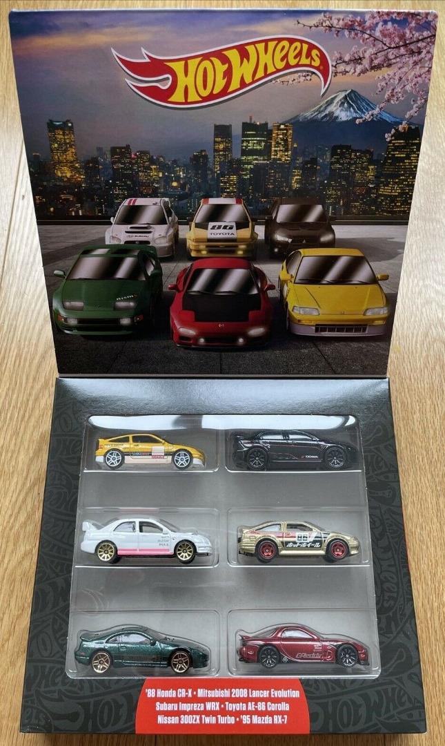 Hot Wheels Japanese Car Culture JDM 6 Pack 88 Honda CR X 95 Mazda RX 7 Mitsubishi 2008