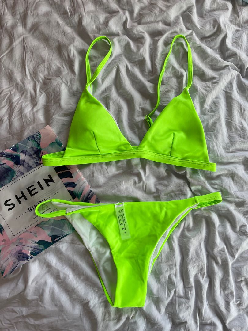 Neon Green Two Piece Bikini Women S Fashion Swimwear Bikinis Swimsuits On Carousell