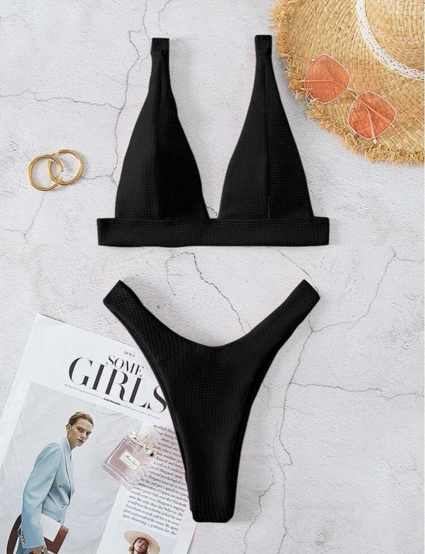 Rib V Neck High Cut Bikini Women S Fashion Swimwear Bikinis