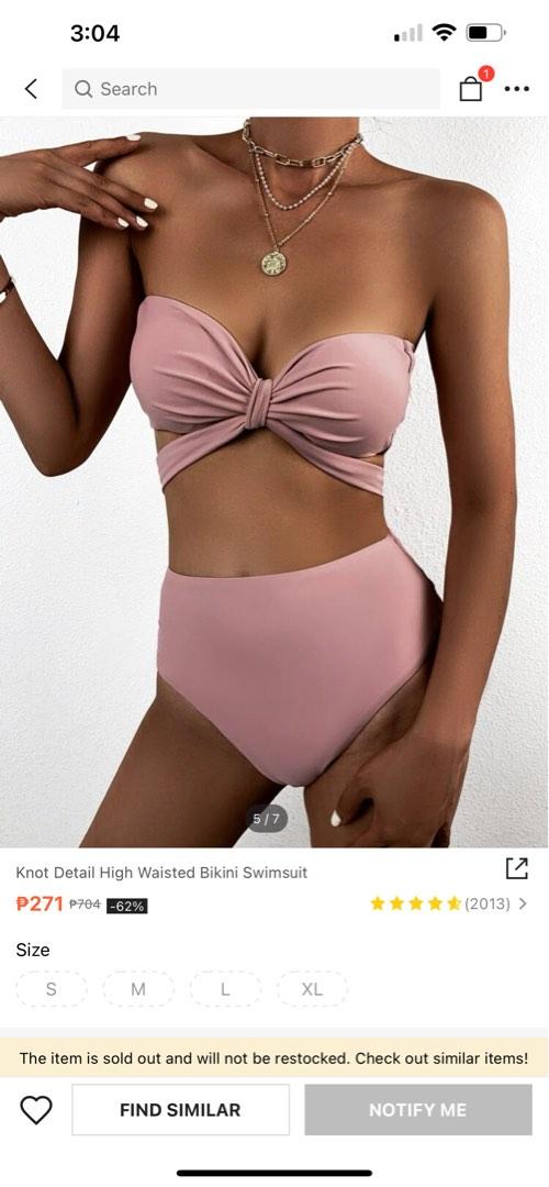 Legit Shein Knot Detail High Waisted Bikini Women S Fashion