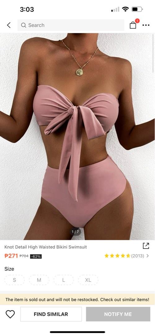 Legit Shein Knot Detail High Waisted Bikini Women S Fashion