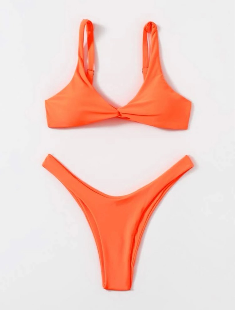 Shein Twist Front High Cut Bikini Swimsuit Women S Fashion Swimwear