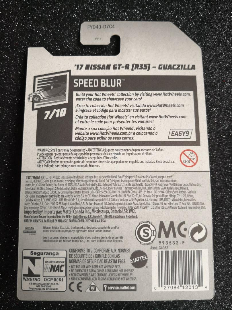 Hot Wheels 17 Nissan GT R R35 Guaczilla TFox Tanner Fox Skyline Hobbies Toys Toys Games