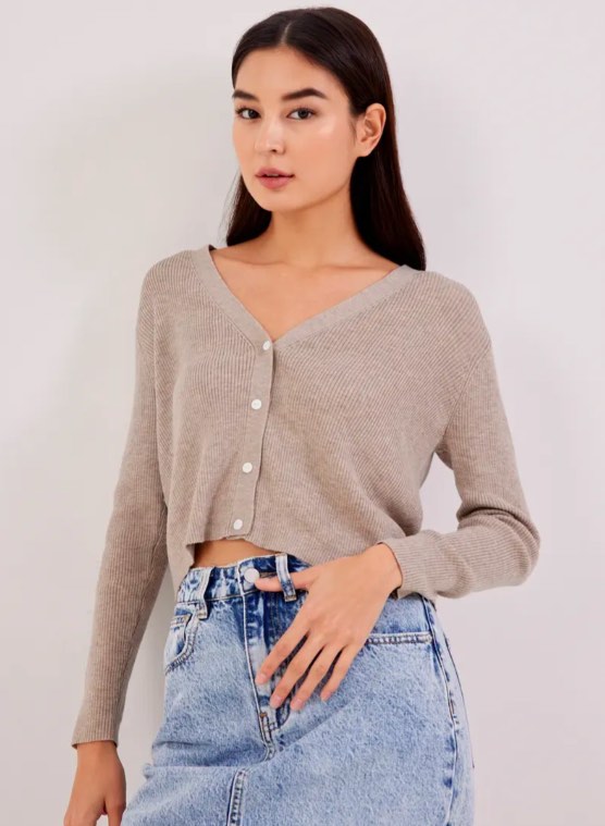 Love Bonito Inara Knit Cardigan In Nude Women S Fashion Coats Jackets And Outerwear On Carousell