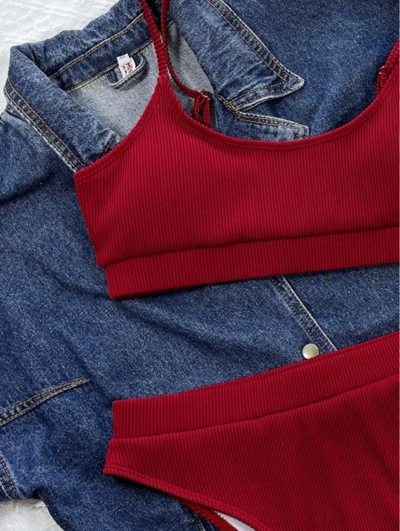 Solid Rib Bikini Swimsuit Women S Fashion Swimwear Bikinis Swimsuits On Carousell