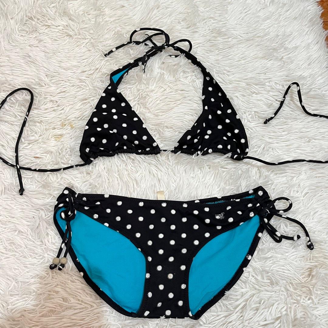 American Eagle Black Polka Dots Bikini Women S Fashion Swimwear Bikinis Swimsuits On Carousell
