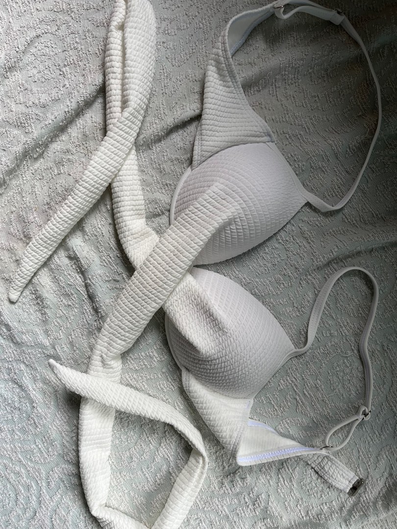 White Criss Cross Bikini With Padding Women S Fashion Swimwear Bikinis Swimsuits On Carousell