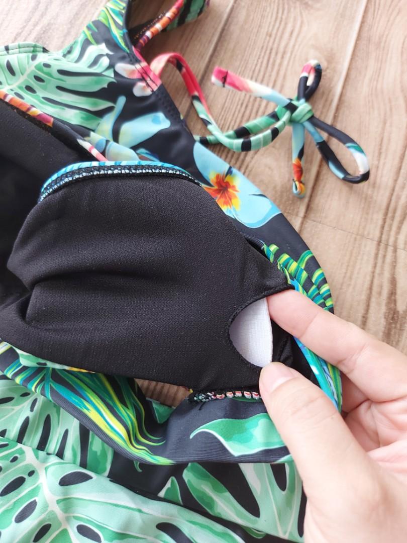 Allover Tropical Print Cut Out Bikini Swimsuit Women S Fashion