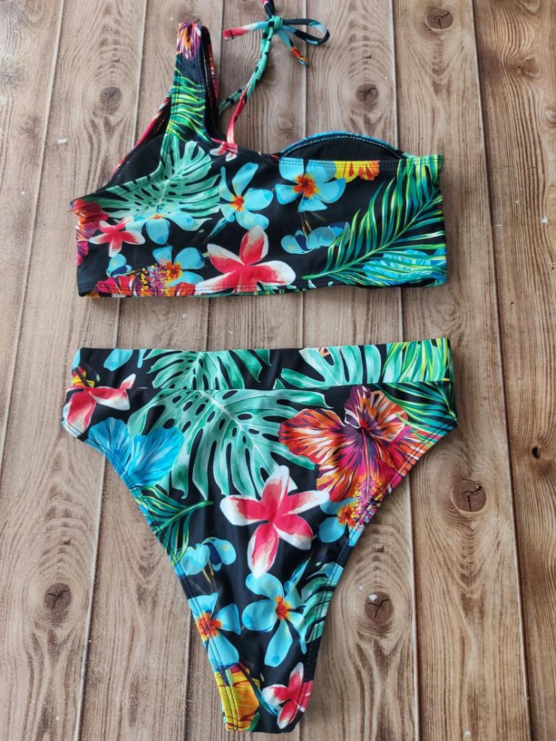 Allover Tropical Print Cut Out Bikini Swimsuit Women S Fashion