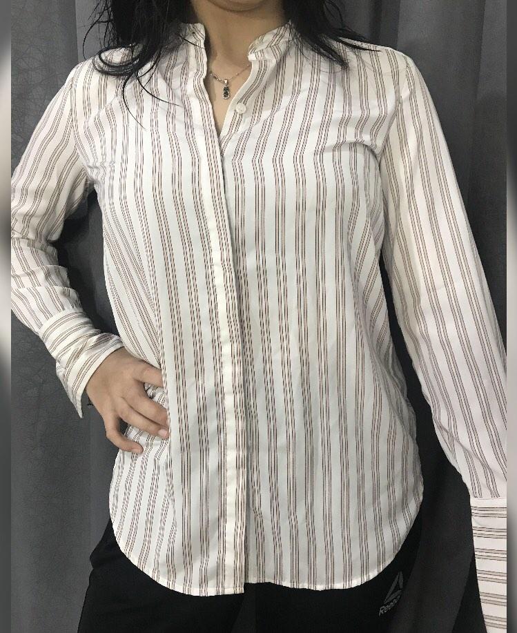 Kemeja Belang Pink Nude H M Fesyen Wanita Pakaian Wanita Atasan Di
