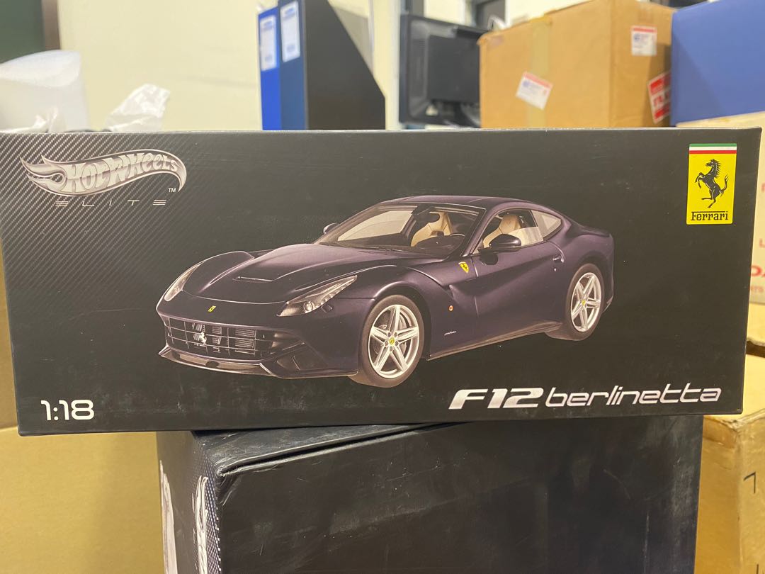Hot Wheels Elite Ferrari F12 Berlinetta Dark Blue 1 18 Scale Hobbies Toys Toys Games