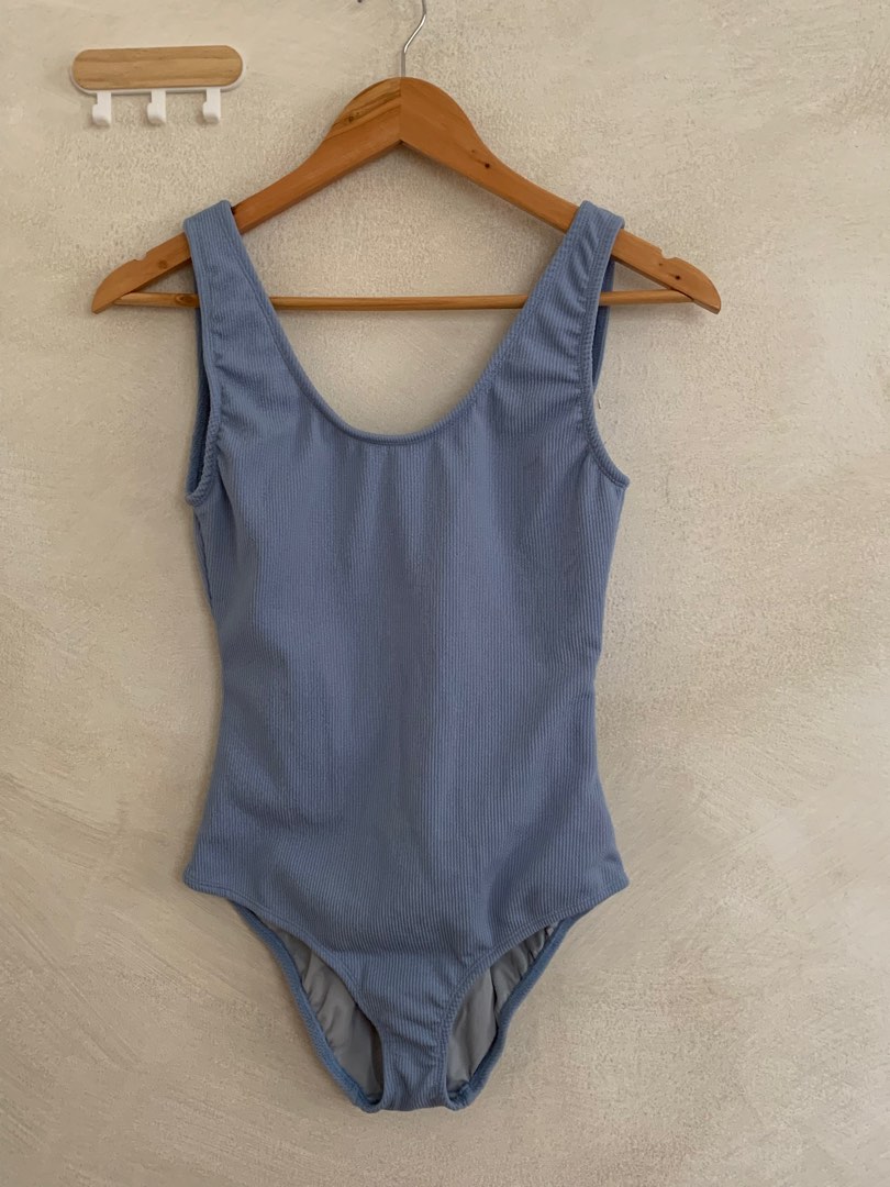 Sew Local Tricia One Piece Ribbed Sky Light Blue Bikini Women S