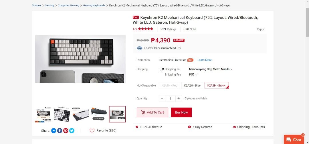 Keychron K Gateron Hot Swappable Mechanical Keyboard White LED Wired Bluetooth Preloved
