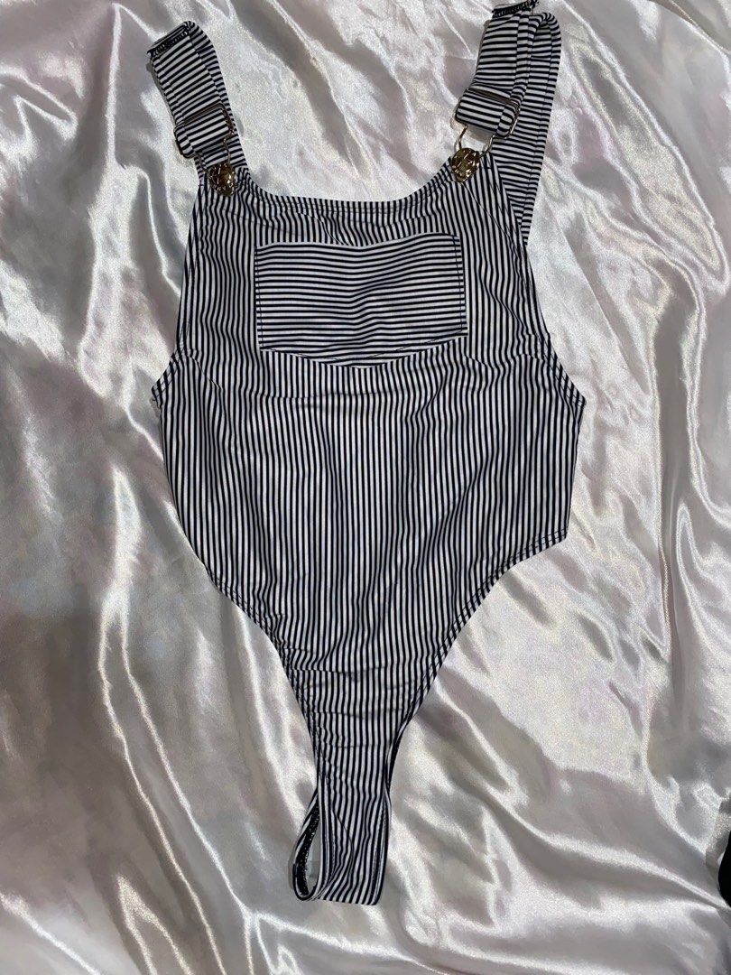 Rare Suspender Stripe Bikini Thong One Piece Women S Fashion Swimwear