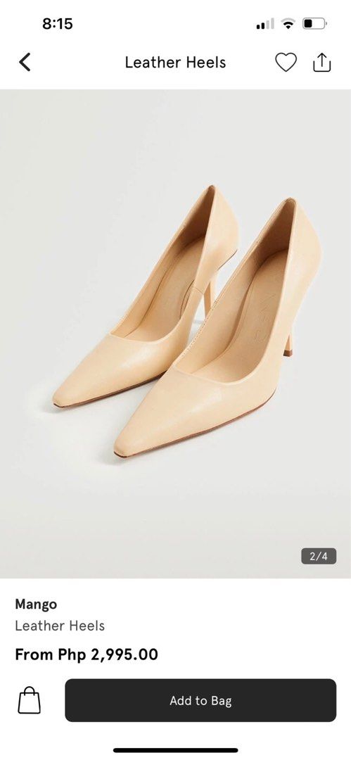 Mango Nude Leather Heels Shoes Women S Fashion Footwear Heels On