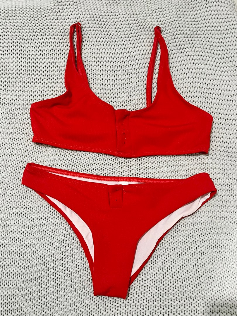 Ribbed Red Bikini Women S Fashion Swimwear Bikinis Swimsuits On