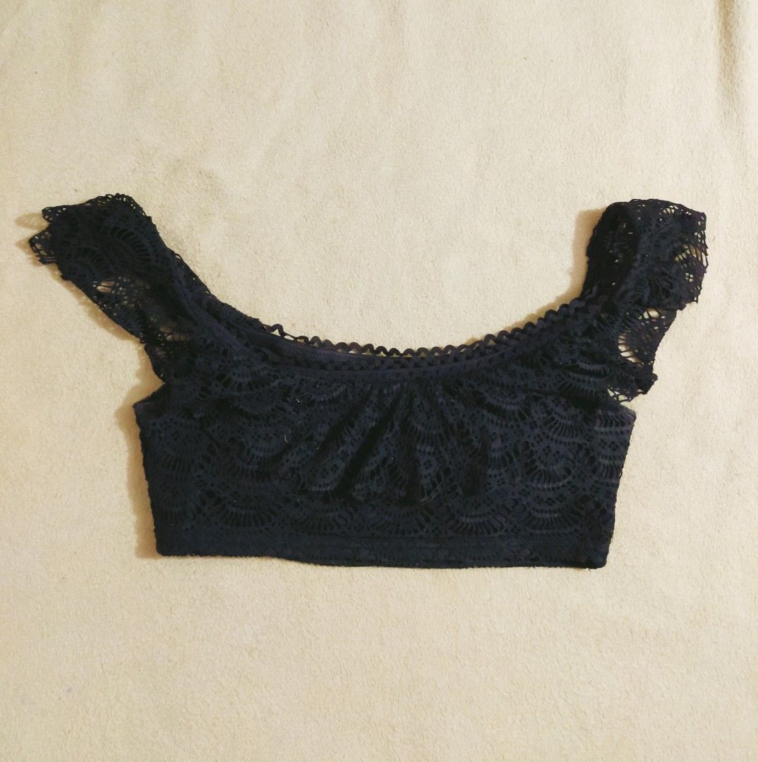 BECCA CROCHET OFF THE SHOULDER BIKINI TOP Women S Fashion Swimwear