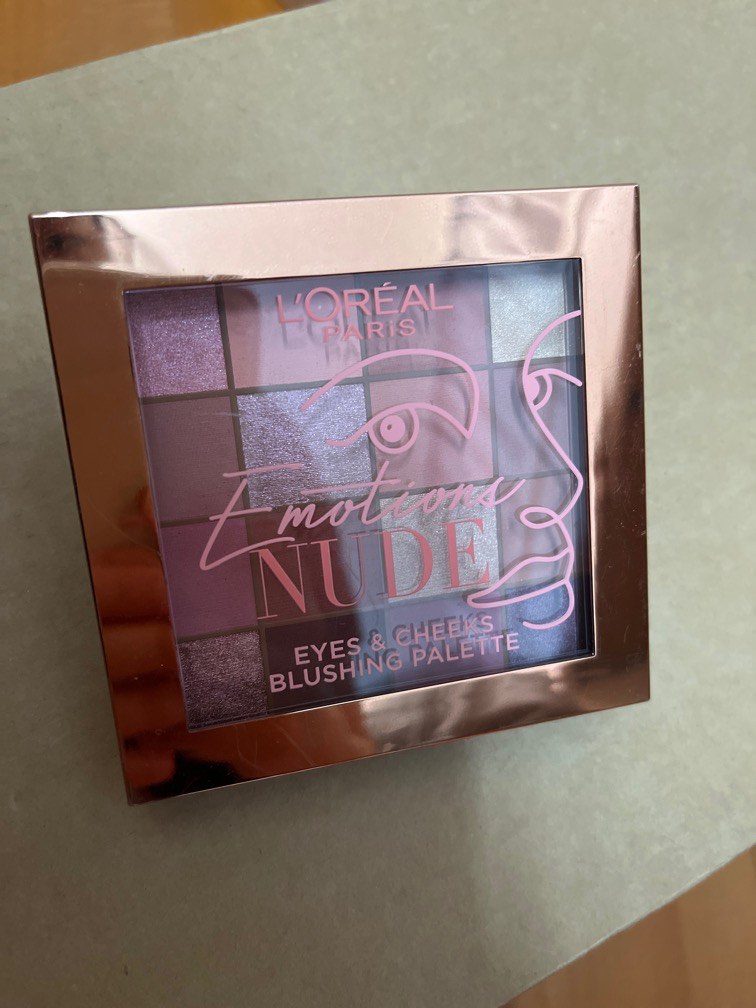Opened Loreal Emotions Nude Eyes Cheeks Blushing Palette 美容化妝品