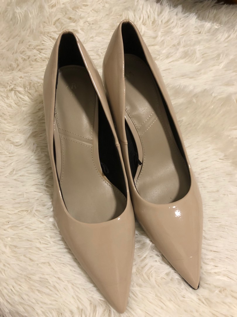 Zara Nude Block Heels Women S Fashion Footwear Heels On Carousell