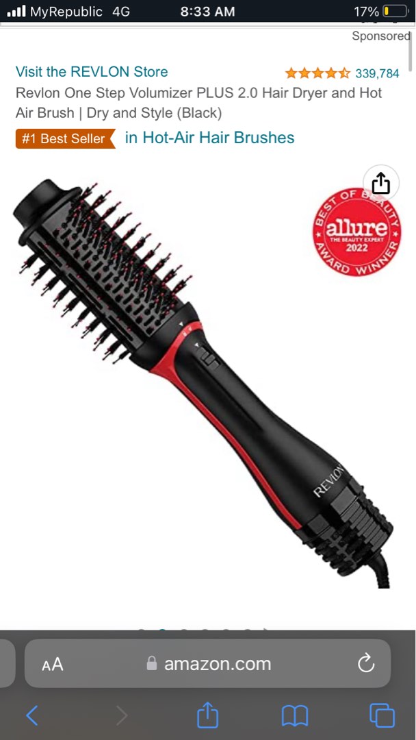 Revlon One Step Volumizer PLUS 2 0 Hair Dryer And Hot Air Brush Dry And Style Black Beauty