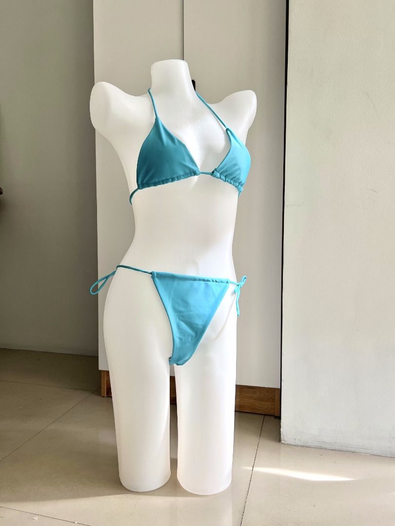 Blue Triangle Bikini Swimsuit Women S Fashion Swimwear Bikinis Swimsuits On Carousell
