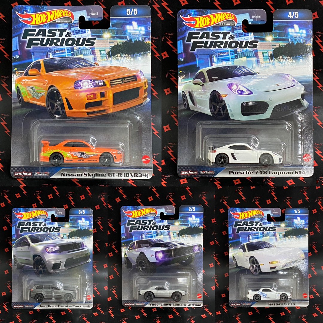 Hot Wheels Fast Furious Set Hotwheels F F Mazda RX 7 FD HKS Chevy Camaro Offroad Jeep