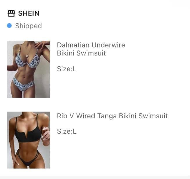 Shein Rib V Wired Tanga Bikini Large Women S Fashion Swimwear