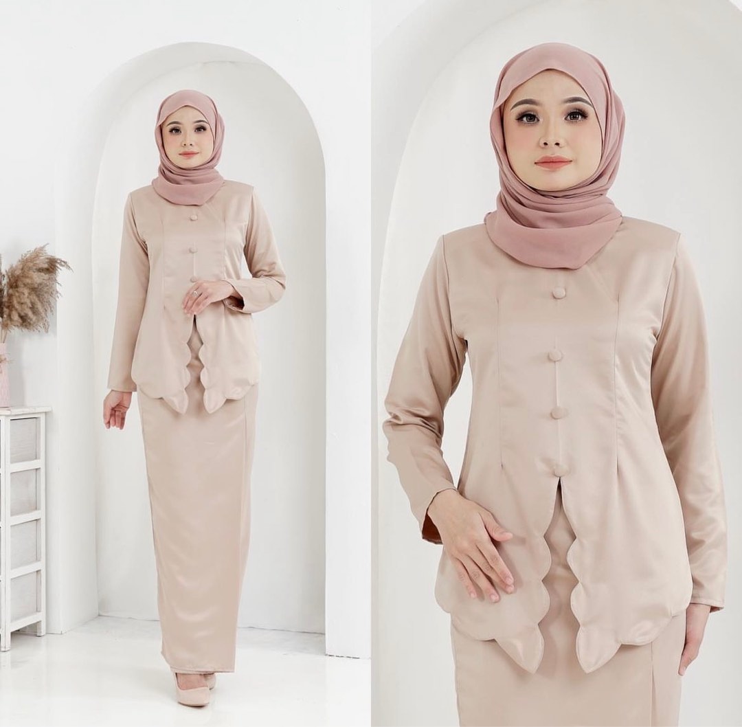 Kebaya Moden In Nude Cream Light Brown Women S Fashion Muslimah