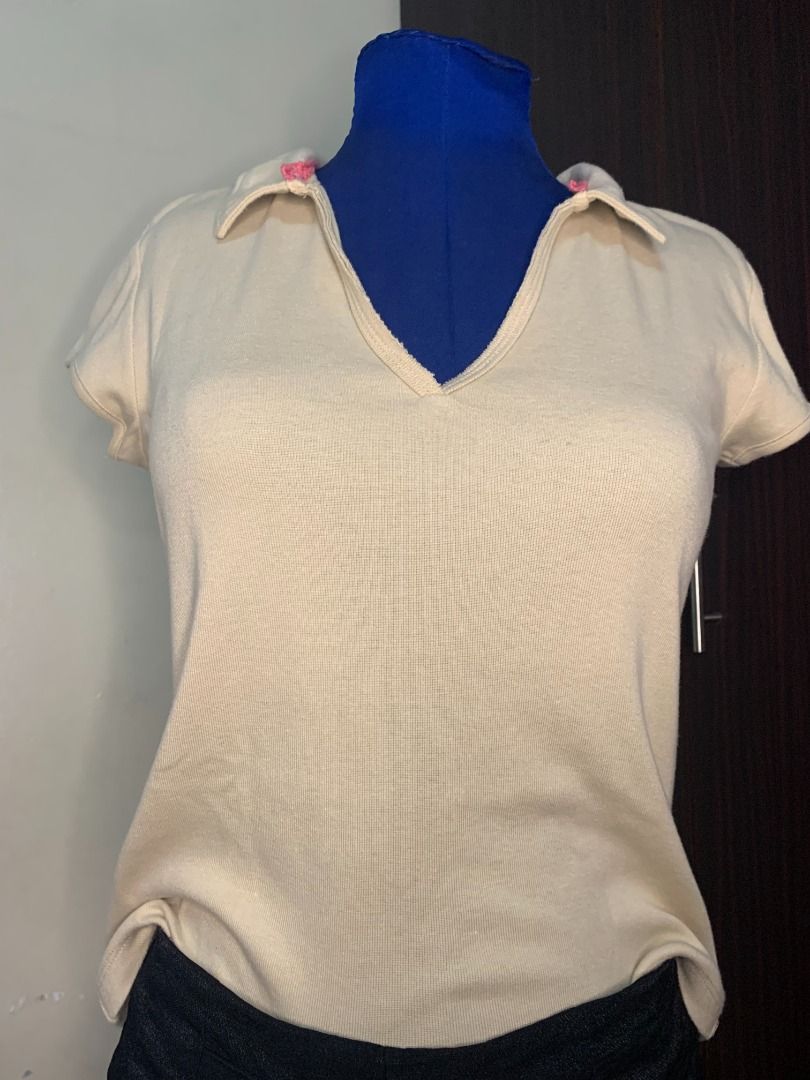 Nude Cream Beige Y K Collared Polo Shirt Women S Fashion Tops Shirts